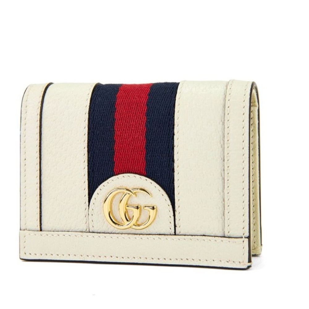 Gucci White Leather Ophidia Card Case Wallet